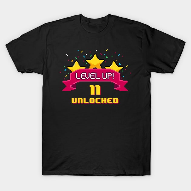 11th Birthday Level Up 11 years old unlocked T-Shirt by opippi